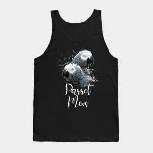 Color Splatter African Grey Parrot Mom Black Tank Top